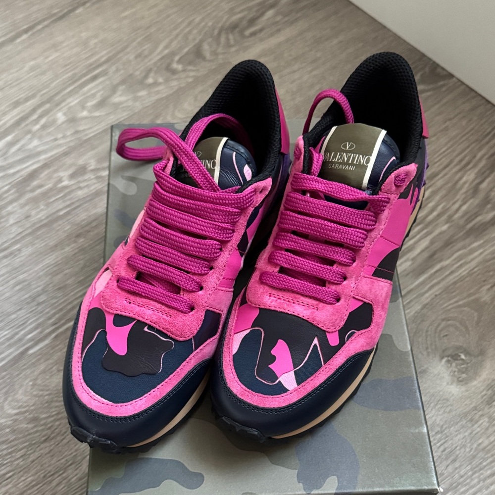 Valentino Vibrant Pink and Black Sneakers
